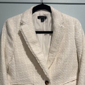 Ann Taylor Ivory Textured Tweed Blazer